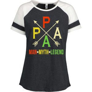 Papa The Man Myth Legend Arrow Cross Enza Ladies Jersey Colorblock Tee