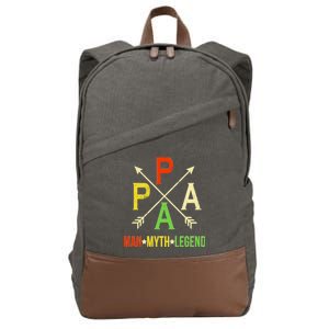 Papa The Man Myth Legend Arrow Cross Cotton Canvas Backpack