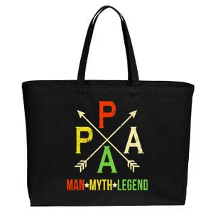 Papa The Man Myth Legend Arrow Cross Cotton Canvas Jumbo Tote