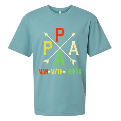 Papa The Man Myth Legend Arrow Cross Sueded Cloud Jersey T-Shirt
