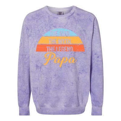 Papa The Man Myth Legend Retro Colorblast Crewneck Sweatshirt