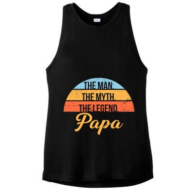 Papa The Man Myth Legend Retro Ladies PosiCharge Tri-Blend Wicking Tank