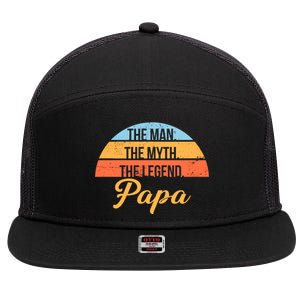 Papa The Man Myth Legend Retro 7 Panel Mesh Trucker Snapback Hat