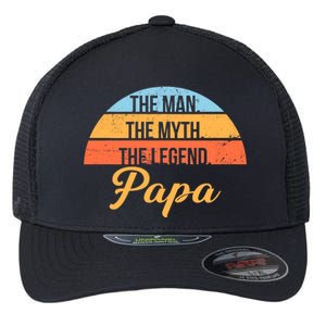 Papa The Man Myth Legend Retro Flexfit Unipanel Trucker Cap