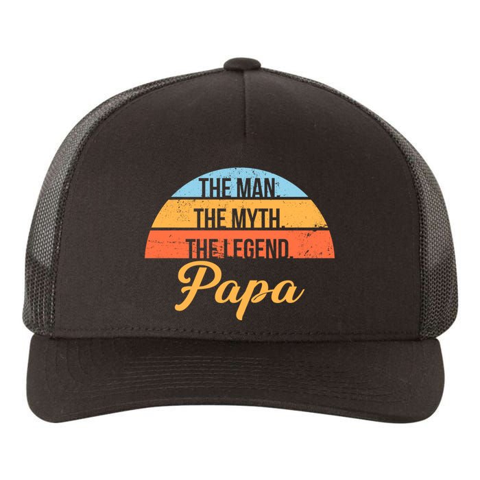 Papa The Man Myth Legend Retro Yupoong Adult 5-Panel Trucker Hat