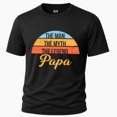 Papa The Man Myth Legend Retro Cooling Performance Crew T-Shirt