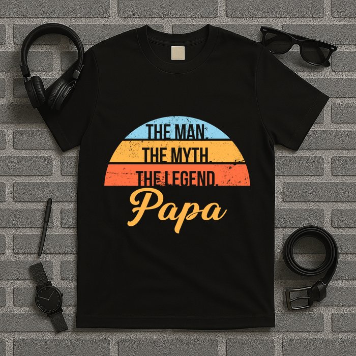 Papa The Man Myth Legend Retro T-Shirt