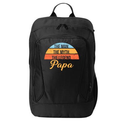 Papa The Man Myth Legend Retro City Backpack