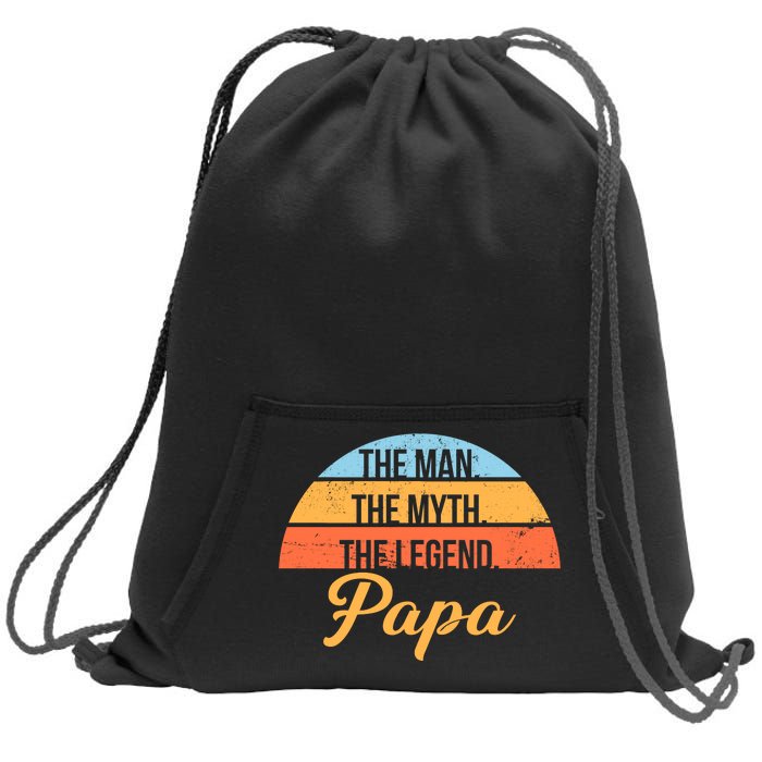 Papa The Man Myth Legend Retro Sweatshirt Cinch Pack Bag