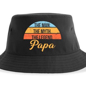 Papa The Man Myth Legend Retro Sustainable Bucket Hat