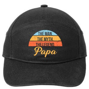 Papa The Man Myth Legend Retro 7-Panel Snapback Hat