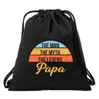 Papa The Man Myth Legend Retro Drawstring Bag
