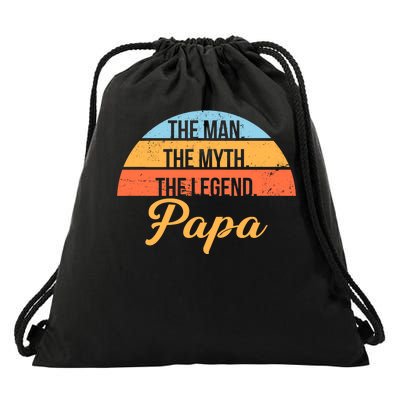 Papa The Man Myth Legend Retro Drawstring Bag