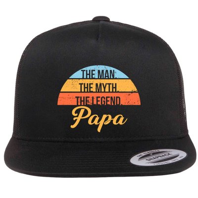 Papa The Man Myth Legend Retro Flatbill Hat
