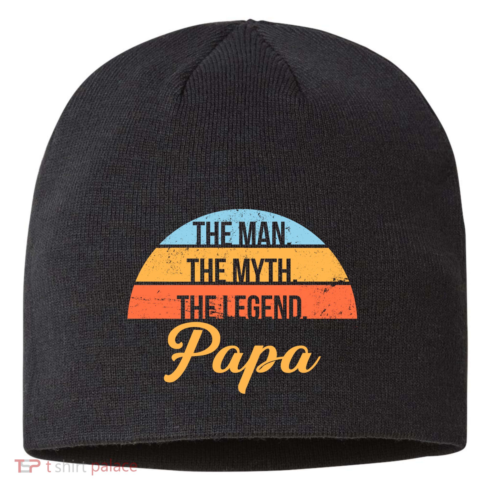 Papa The Man Myth Legend Retro Sustainable Beanie