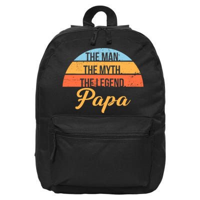 Papa The Man Myth Legend Retro 16 in Basic Backpack