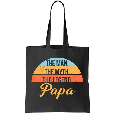 Papa The Man Myth Legend Retro Tote Bag