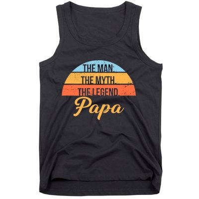 Papa The Man Myth Legend Retro Tank Top