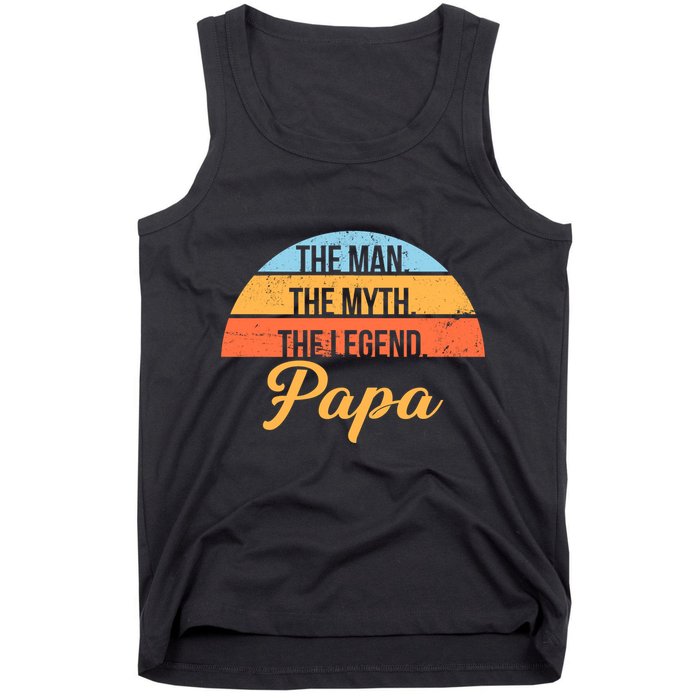 Papa The Man Myth Legend Retro Tank Top