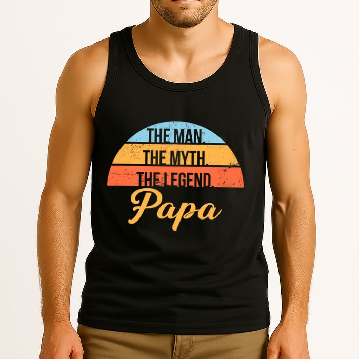 Papa The Man Myth Legend Retro Tank Top