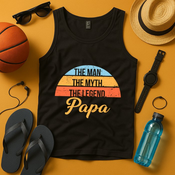 Papa The Man Myth Legend Retro Tank Top