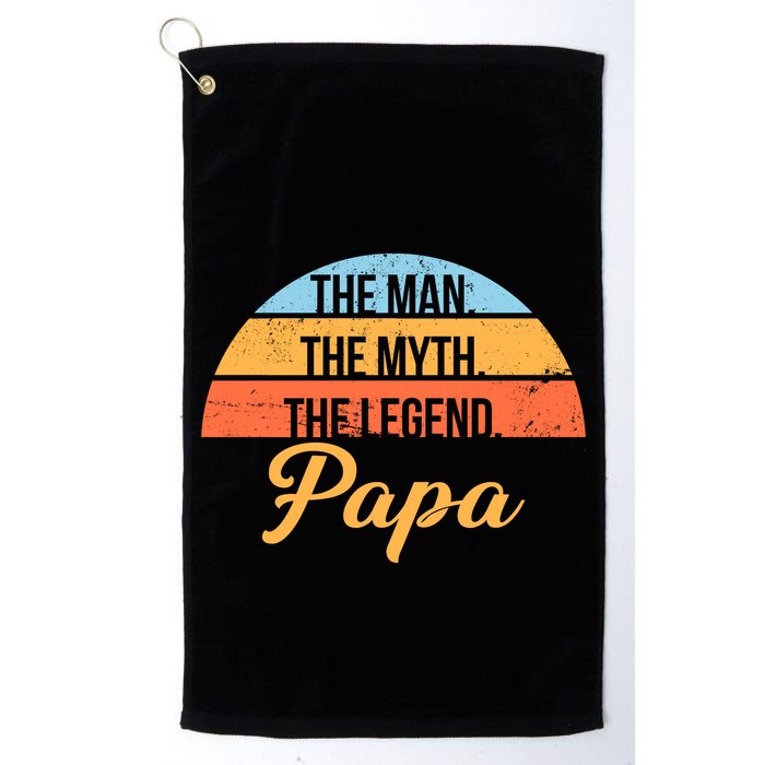 Papa The Man Myth Legend Retro Golf Towel