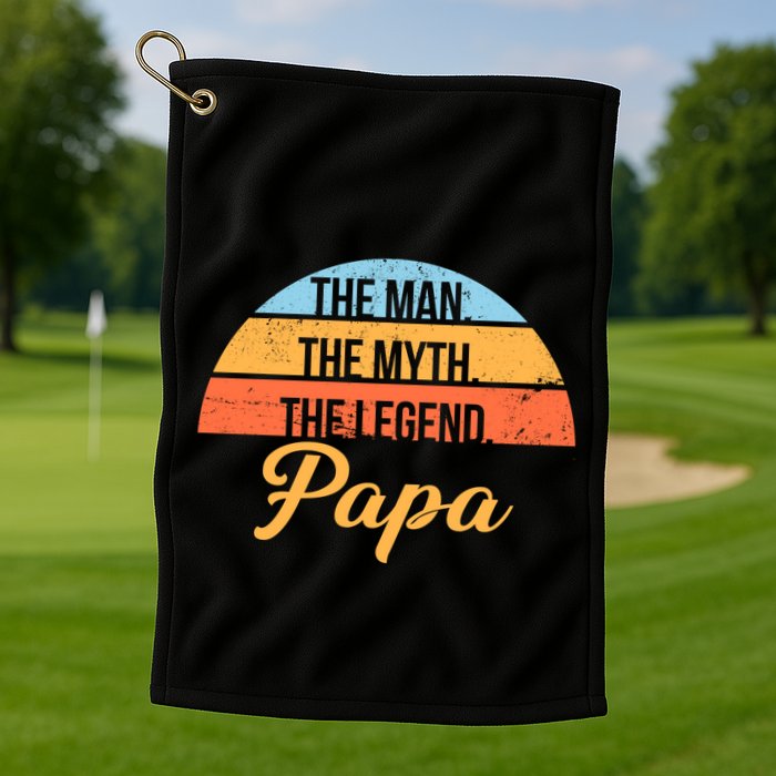 Papa The Man Myth Legend Retro Golf Towel