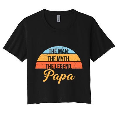 Papa The Man Myth Legend Retro Crop Top