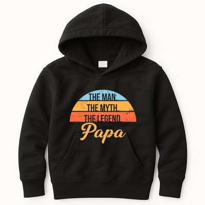 Papa The Man Myth Legend Retro Kids Hoodie