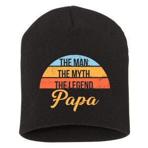 Papa The Man Myth Legend Retro Short Acrylic Beanie