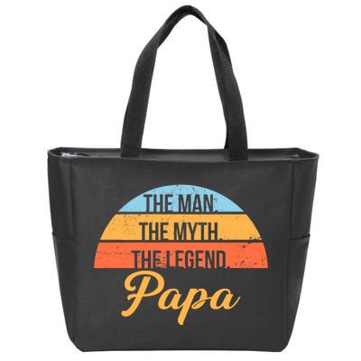 Papa The Man Myth Legend Retro Zip Tote Bag