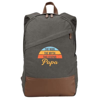 Papa The Man Myth Legend Retro Cotton Canvas Backpack