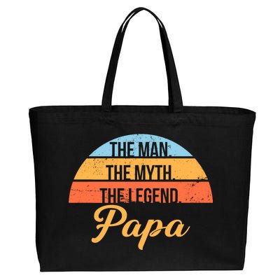 Papa The Man Myth Legend Retro Cotton Canvas Jumbo Tote