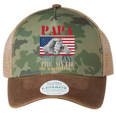 Papa The Man The Myth The Bad Influence Father's Day Legacy Tie Dye Trucker Hat