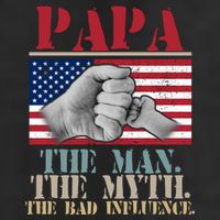 Papa The Man The Myth The Bad Influence Father's Day 7 Panel Mesh Trucker Snapback Hat