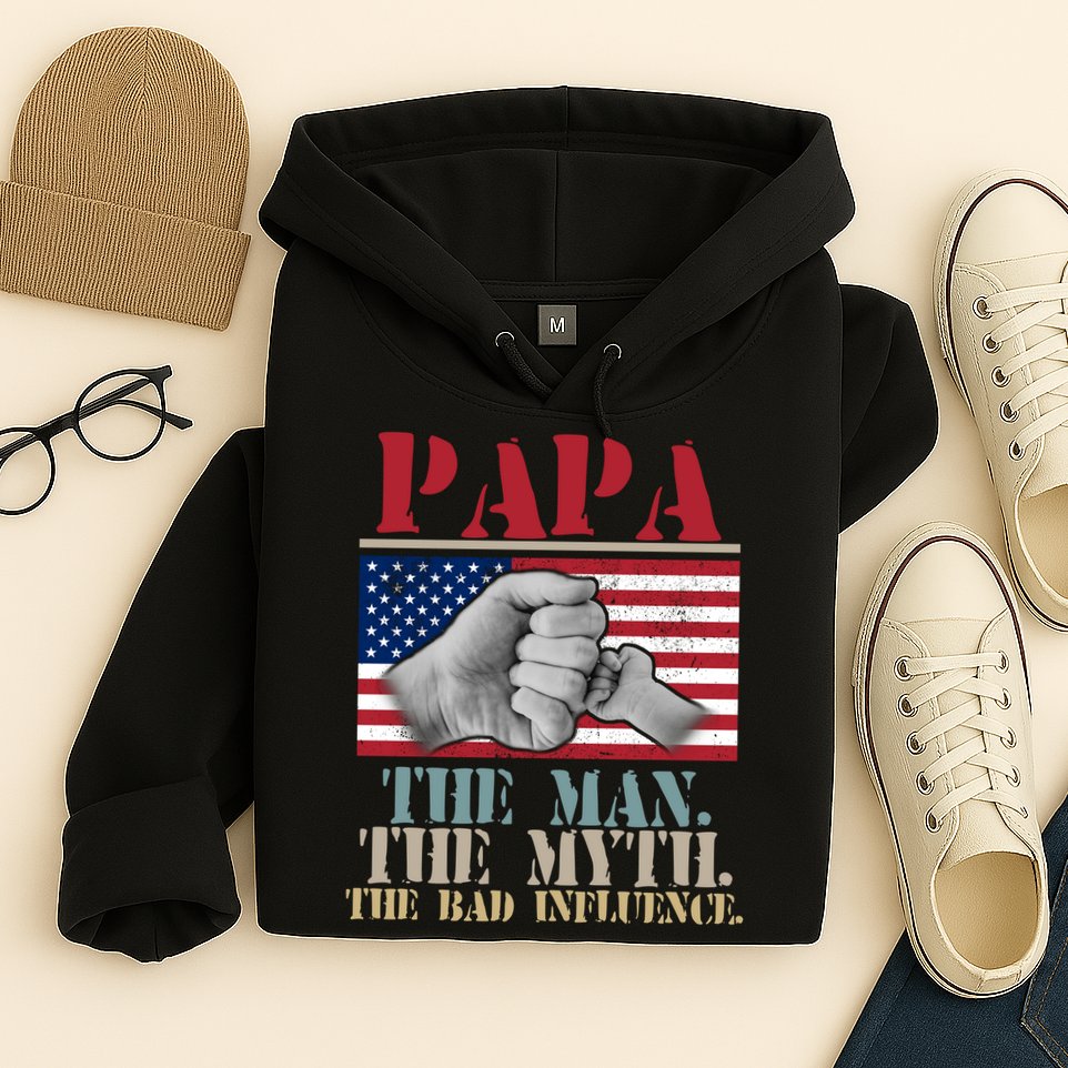 Papa The Man The Myth The Bad Influence Father's Day Hoodie
