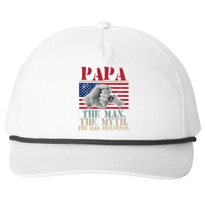 Papa The Man The Myth The Bad Influence Father's Day Snapback Five-Panel Rope Hat