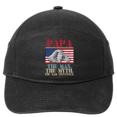 Papa The Man The Myth The Bad Influence Father's Day 7-Panel Snapback Hat