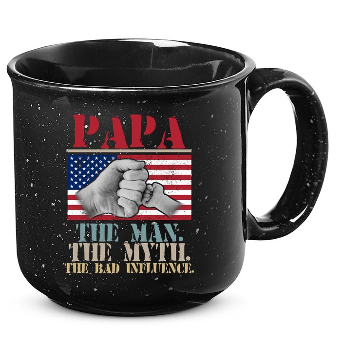 Papa The Man The Myth The Bad Influence Father's Day 15oz Campfire Ceramic Mug