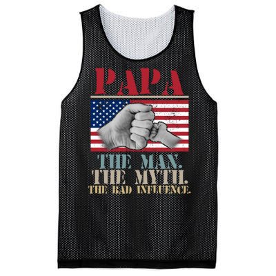 Papa The Man The Myth The Bad Influence Father's Day Mesh Reversible Basketball Jersey Tank