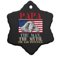 Papa The Man The Myth The Bad Influence Father's Day Ceramic Star Ornament