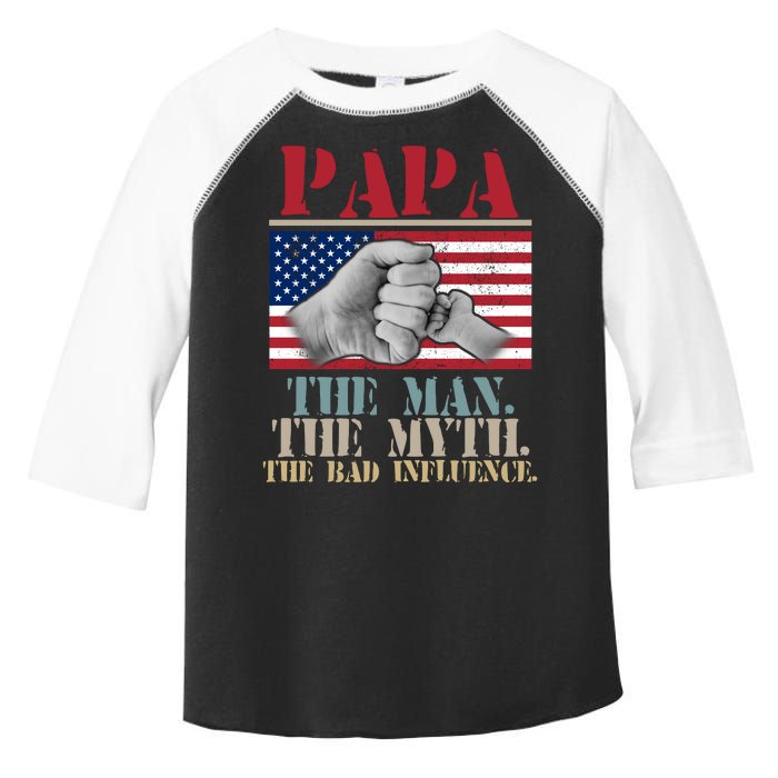 Papa The Man The Myth The Bad Influence Father's Day Toddler Fine Jersey T-Shirt