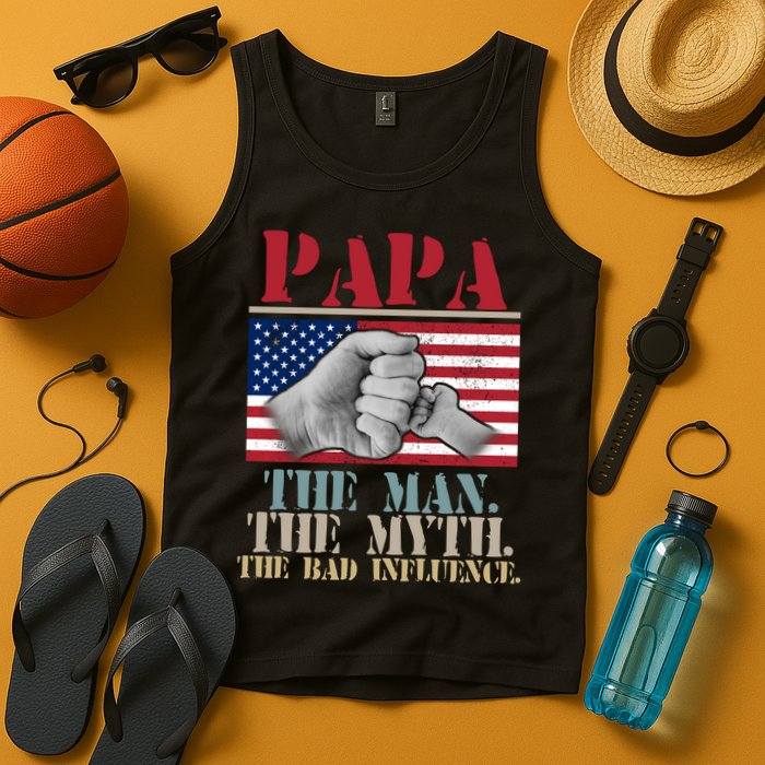 Papa The Man The Myth The Bad Influence Father's Day Tank Top