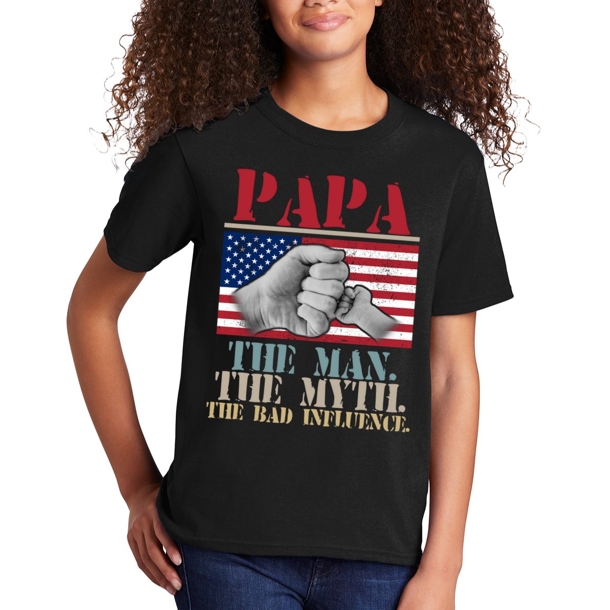 Papa The Man The Myth The Bad Influence Father's Day Kids T-Shirt
