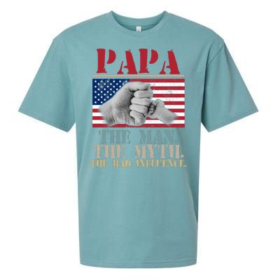 Papa The Man The Myth The Bad Influence Father's Day Sueded Cloud Jersey T-Shirt