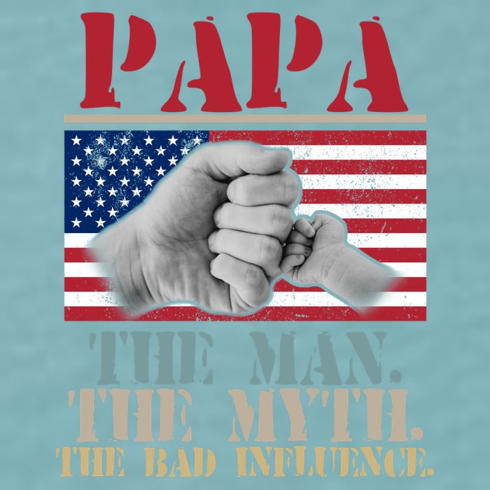 Papa The Man The Myth The Bad Influence Father's Day Sueded Cloud Jersey T-Shirt