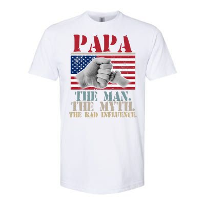 Papa The Man The Myth The Bad Influence Father's Day Softstyle CVC T-Shirt