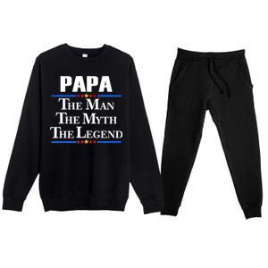 Papa The Man The Myth The Legend Premium Crewneck Sweatsuit Set