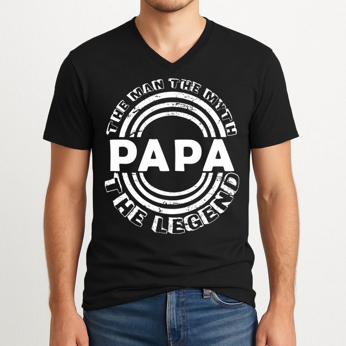 Papa The Man The Myth The Legend Funny V-Neck T-Shirt