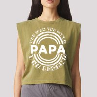 Papa The Man The Myth The Legend Funny Garment-Dyed Women's Muscle Tee